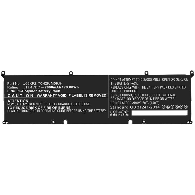 Laptop Battery for Dell 69Wh