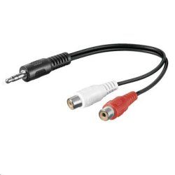 Microconnect AUDALHF02 câble audio 0,2 m 3,5mm 2 x RCA Noir