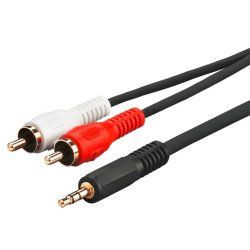 Microconnect AUDLC15G câble audio 15 m 3,5mm 2 x RCA Noir