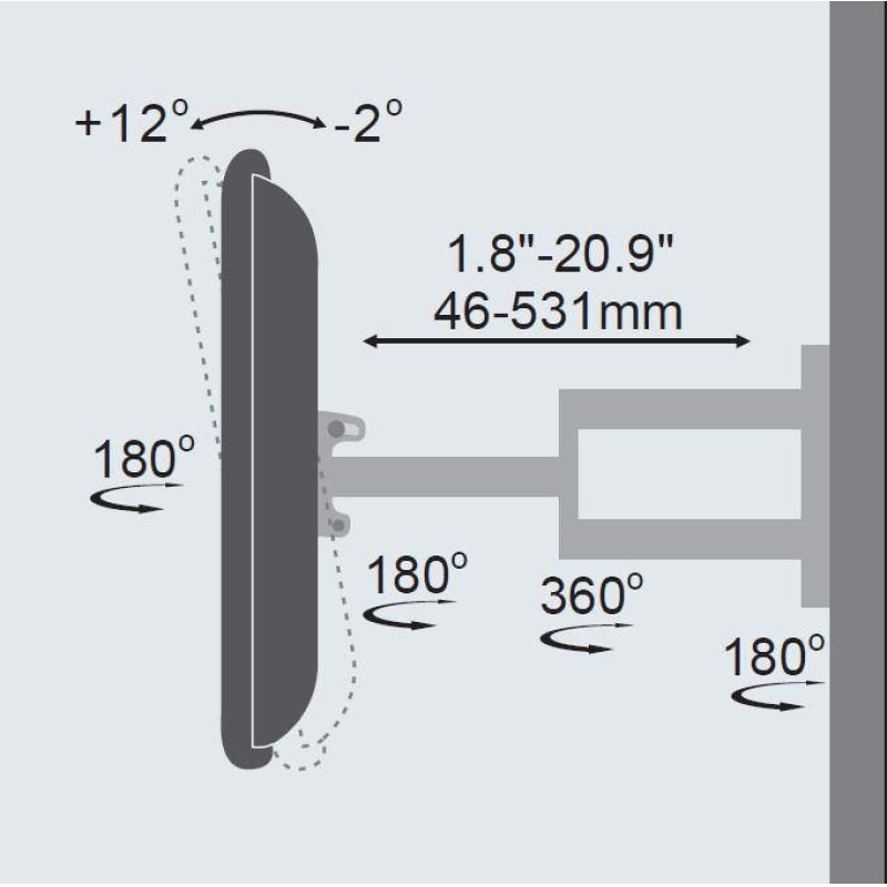 Wall mount medium arm up to
