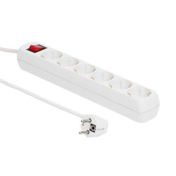 6-way Schuko Socket 10M White