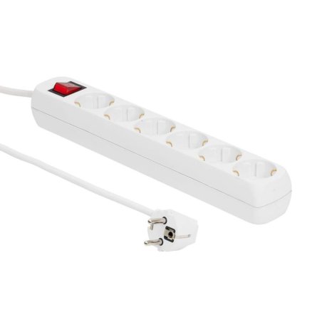 6-way Schuko Socket 10M White