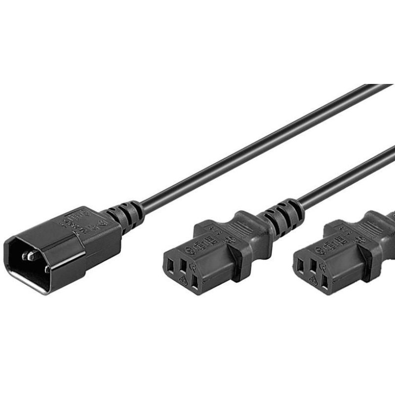Microconnect PE061306 câble électrique Noir 0,6 m Coupleur C14 Coupleur 2 x C13