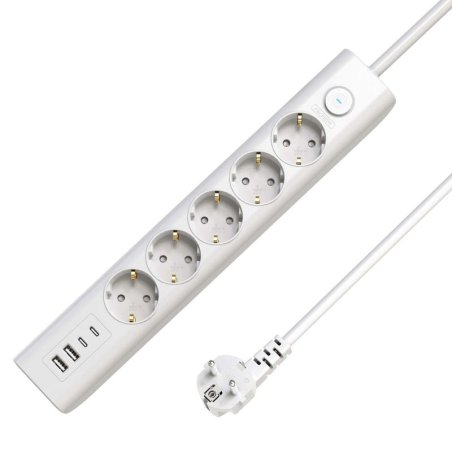 5-way USB Schuko Power Strip