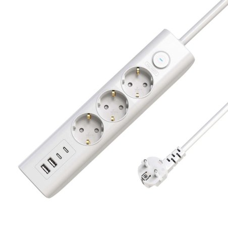 3-way USB Schuko Power Strip