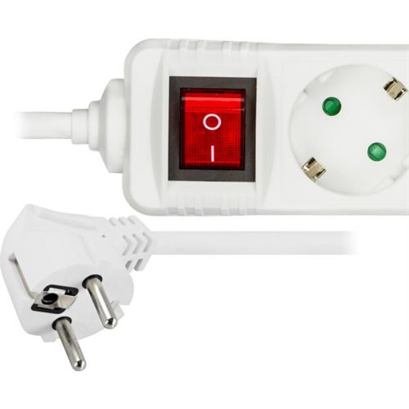 Deltaco GT-116D power extension 5 m 3 AC outlet(s) Indoor White