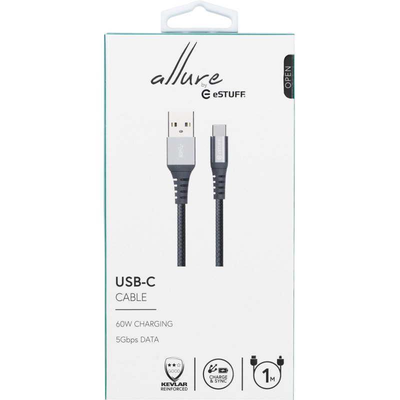 eSTUFF ES605151 USB cable USB 3.2 Gen 1 (3.1 Gen 1) 1 m USB C USB A Grey