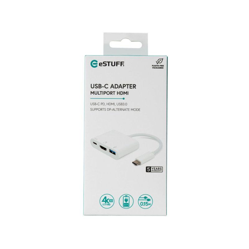 eSTUFF ES623001WH hub & concentrateur USB 3.2 Gen 1 (3.1 Gen 1) Type-C 5000 Mbit/s Blanc