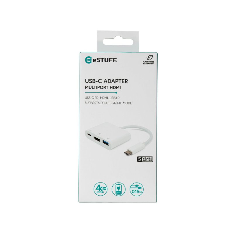 eSTUFF ES623001WH interface hub USB 3.2 Gen 1 (3.1 Gen 1) Type-C 5000 Mbit/s White