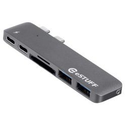 eSTUFF ES84122-GREY hub & concentrateur USB 3.2 Gen 1 (3.1 Gen 1) Type-C 5000 Mbit/s Gris