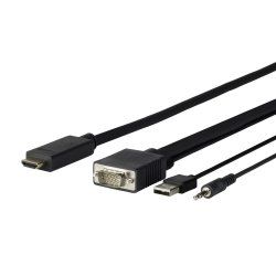 Vivolink PROVGAHDMI1 câble vidéo et adaptateur 1 m HDMI VGA (D-Sub) 3.5mm USB Type-A Noir