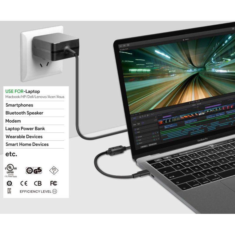 CoreParts MBXUSBC-AC0005 adaptateur de puissance & onduleur Intérieure 45 W Noir