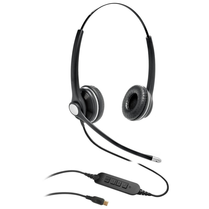 eSTUFF GLB240450 écouteur/casque Avec fil Arceau Bureau/Centre d'appels USB Type-C Bluetooth Noir