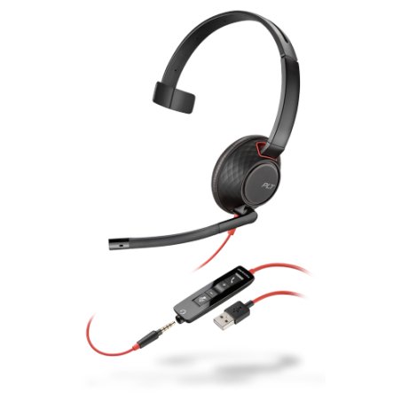 POLY Blackwire 5210 Casque Avec fil Arceau Appels/Musique USB Type-A Noir, Rouge