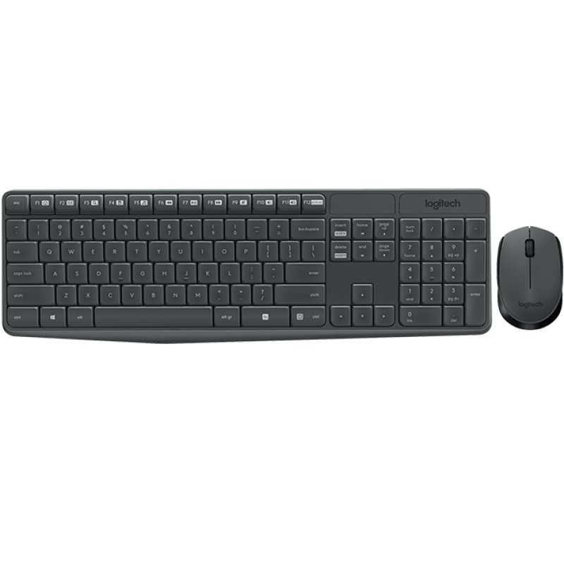 Logitech MK235 Wireless Keyboard and Mouse Combo clavier Souris incluse Universel RF sans fil Grec Gris