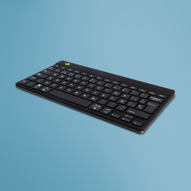 R-Go Tools Clavier ergonomique R-Go Compact Break, clavier compact avec logiciel de pause,QWERTY (ES), Bluetooth, noir