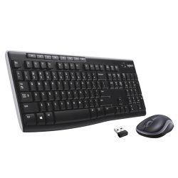 Logitech Wireless Combo MK270 clavier Souris incluse Maison RF sans fil QWERTY US International Noir, Argent