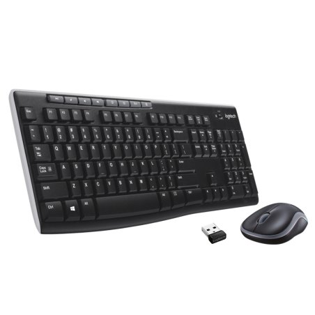 Logitech Wireless Combo MK270 clavier Souris incluse Maison RF sans fil QWERTY US International Noir, Argent