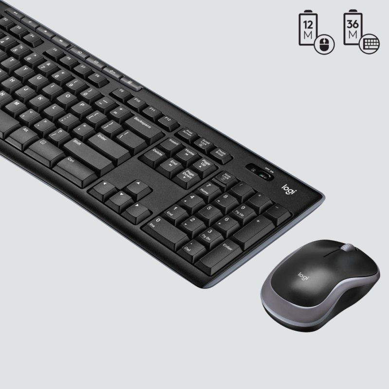 Logitech Wireless Combo MK270 clavier Souris incluse Maison RF sans fil QWERTY US International Noir, Argent