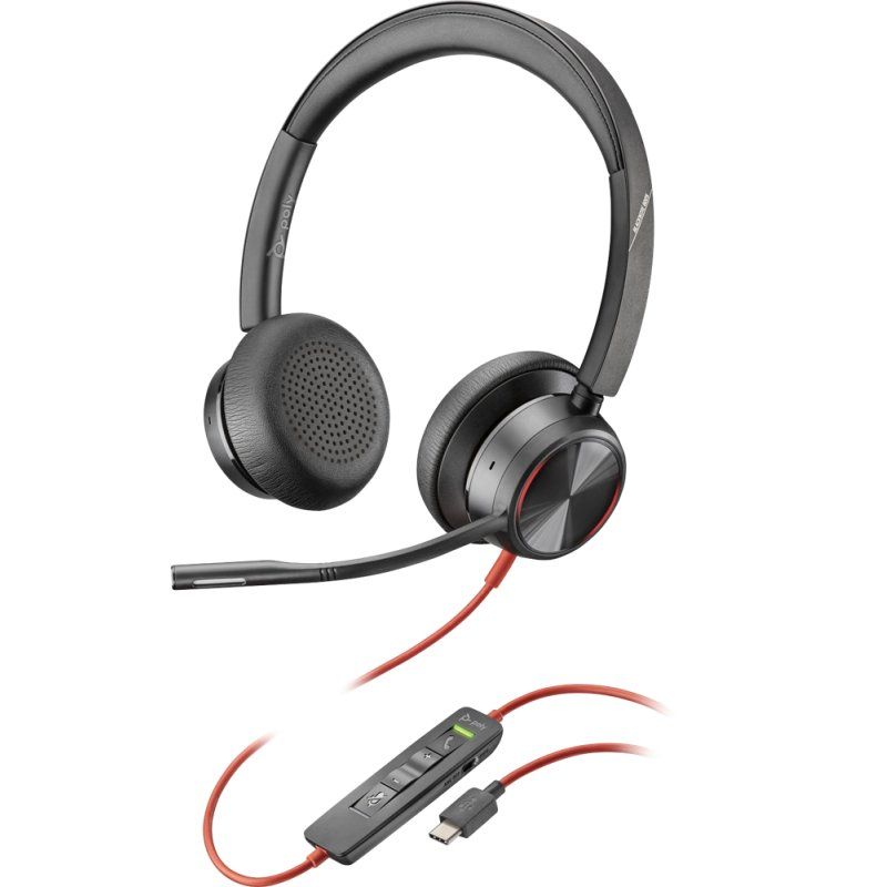 POLY Blackwire 8225 Casque Avec fil Arceau Bureau/Centre d'appels USB Type-C Noir