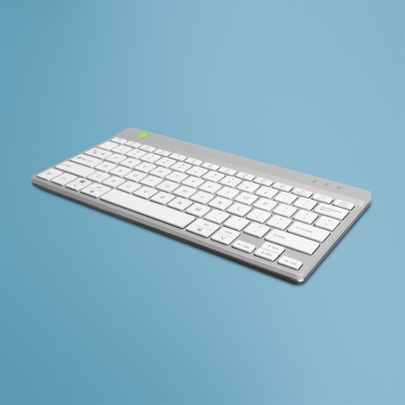 R-Go Tools Clavier ergonomique R-Go Compact Break, clavier compact avec logiciel de pause,QWERTY (US), Bluetooth, blanc