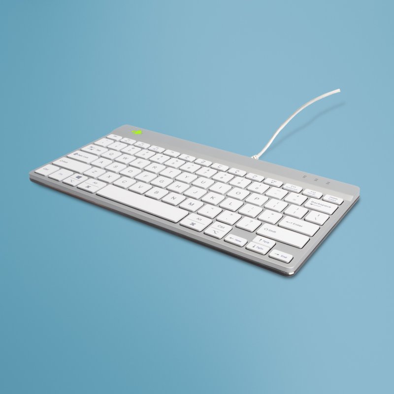 R-Go Tools Clavier ergonomique R-Go Compact Break, clavier compact avec logiciel de pause,QWERTY (US), Filaire, blanc