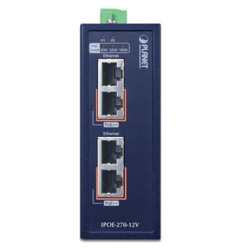 PLANET IPOE-270-12V commutateur réseau Connexion Ethernet, supportant l'alimentation via ce port (PoE) Bleu