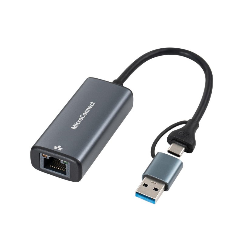 Microconnect MC-USBACNET2.5G changeur de genre de câble USB C RJ-45 Noir