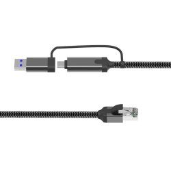 Microconnect MC-RJ45USBC-10 changeur de genre de câble USB-A / USB-C RJ45 Noir