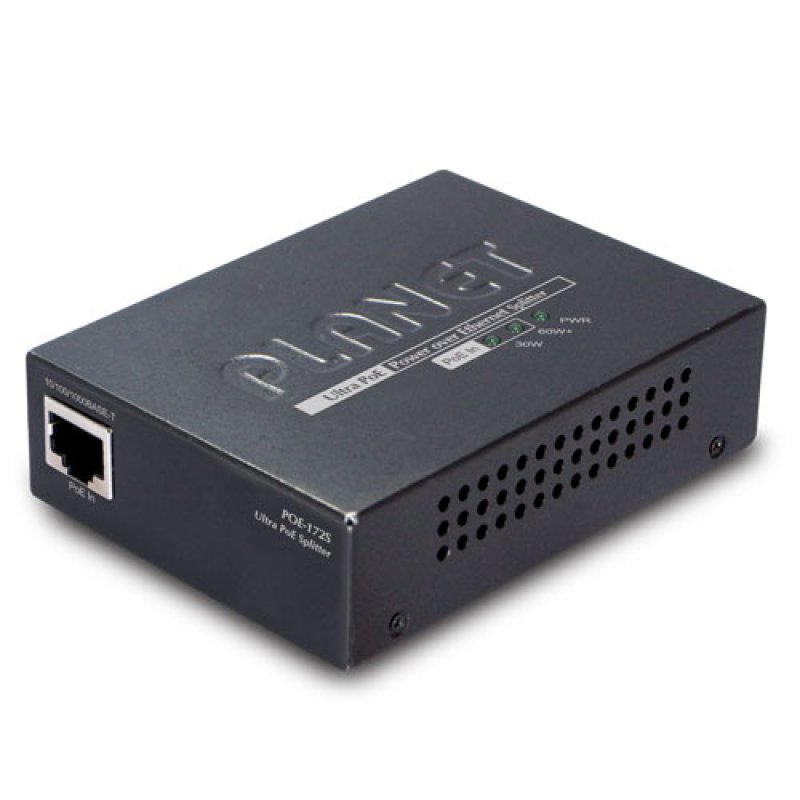 PLANET POE-172S séparateur voix-données Connexion Ethernet, supportant l'alimentation via ce port (PoE) Noir