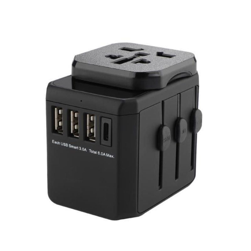Microconnect MC-TRAVELADAPTER3 prise de courant électrique Noir