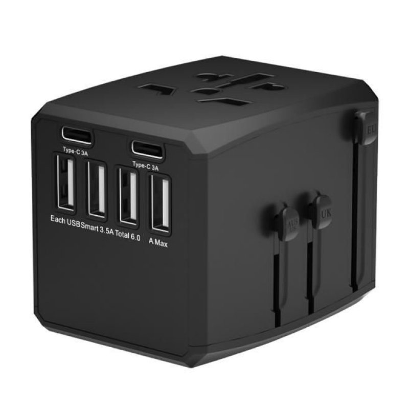 Microconnect MC-TRAVELADAPTER1 prise de courant électrique Noir