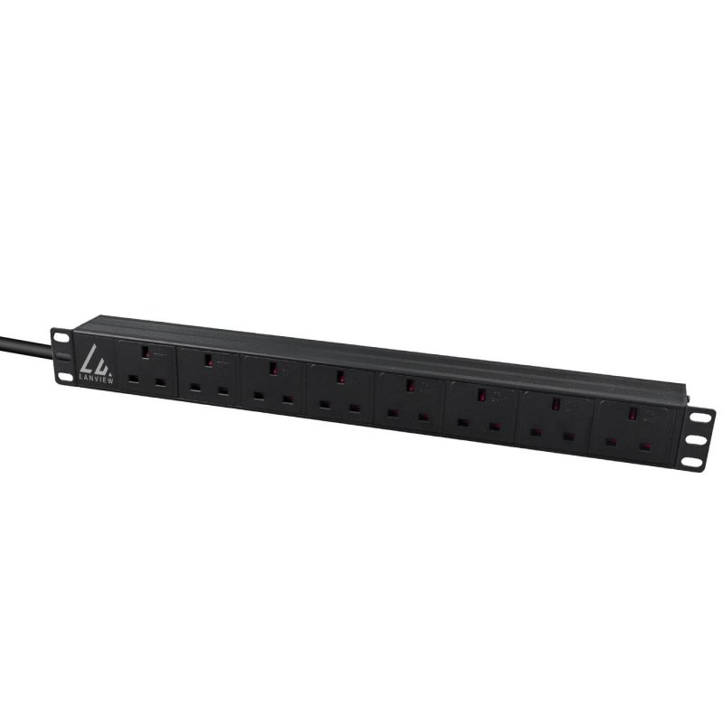 Lanview LVR-3MUK-SPD-UK8 power distribution unit (PDU) 8 AC outlet(s) 1.4U Black