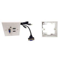 Vivolink WI221293 prise de courant HDMI VGA USB A 3.5mm Blanc