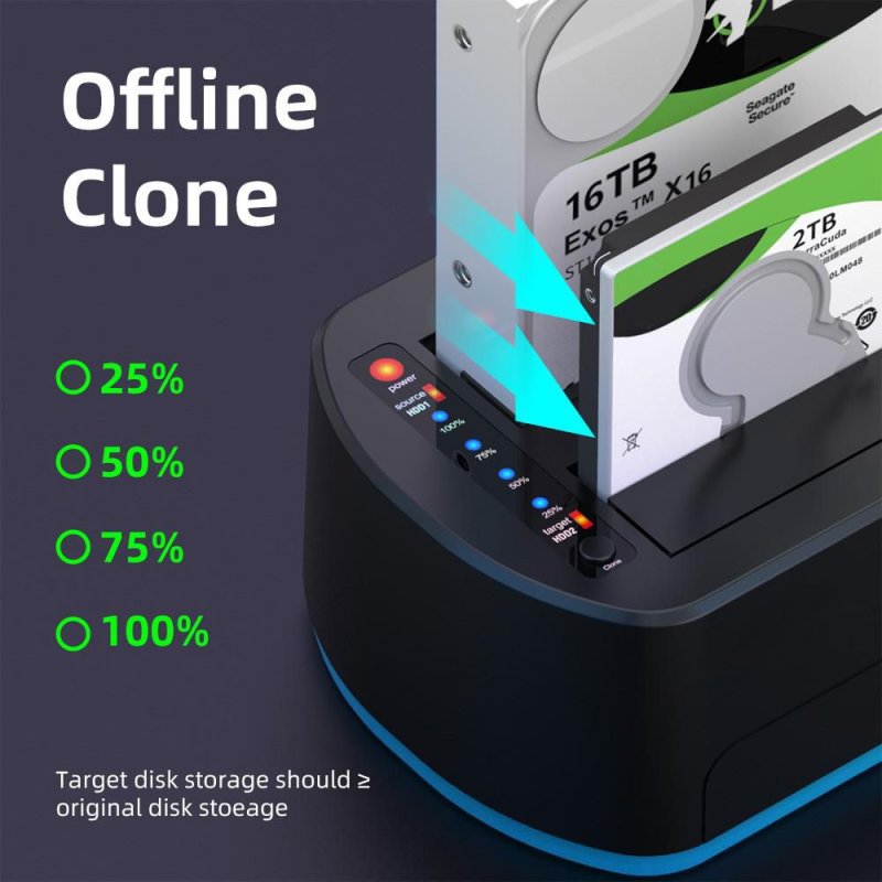 USB3.0 dual bay HDD clone