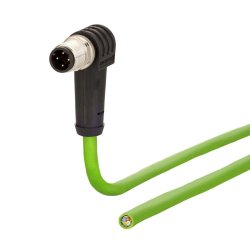 Câble M12-mâle coudé/ouvert, 4 pôles, Codé D, 10,0 m