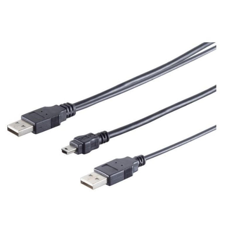 2x A plug to 5 pin mini B plug