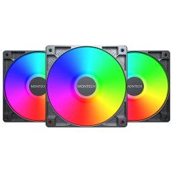 VENTILADOR 120X120 MONTECH GF120 PWM BLACK PACK 3 HUB