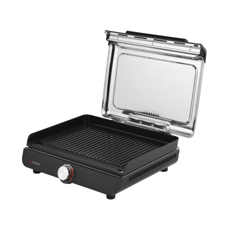 Sizzle Elektro-Grillplatte und Plancha GR101EU (schwarz, 1.450 Watt, Grillfläche 37 x 28cm)