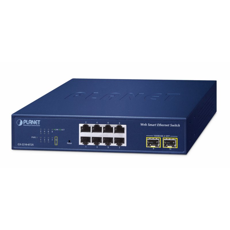 PLANET 8-Port 10/100/1000T 2-Port Géré L2 Gigabit Ethernet (10/100/1000) Bleu