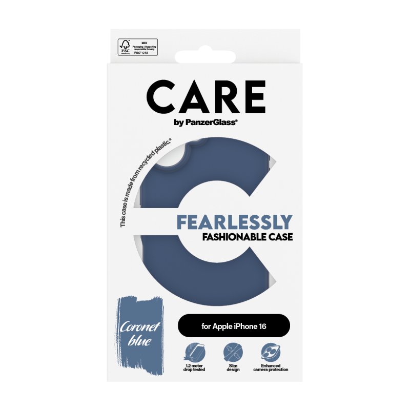 PanzerGlass CARE by PG Blue iPhone16 6.1 coque de protection pour téléphones portables Housse Transparent