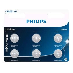 Battery PHILIPS CR2032 Lithium 6pc Blister