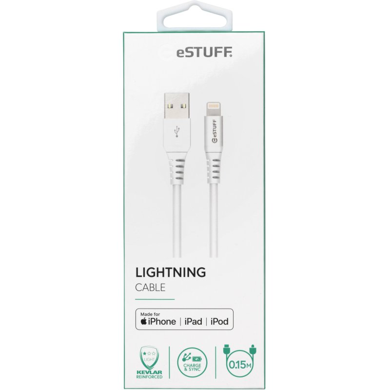 eSTUFF ES601004 câble Lightning 0,15 m Blanc