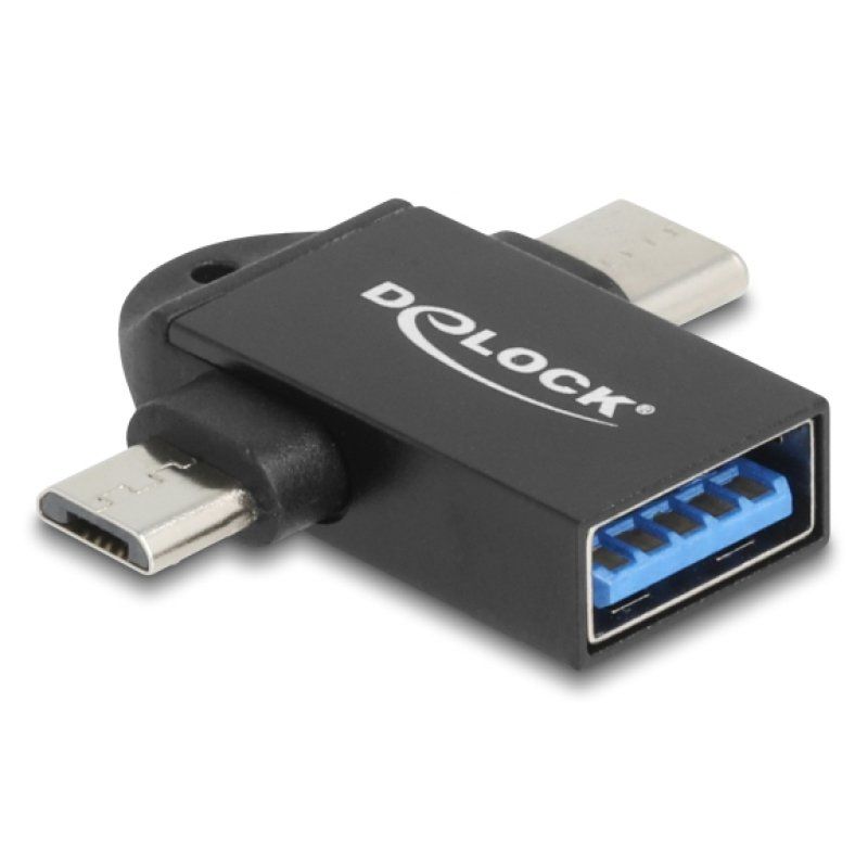 DeLOCK 60739 changeur de genre de câble USB Type-A USB Type-C USB Micro-B Noir