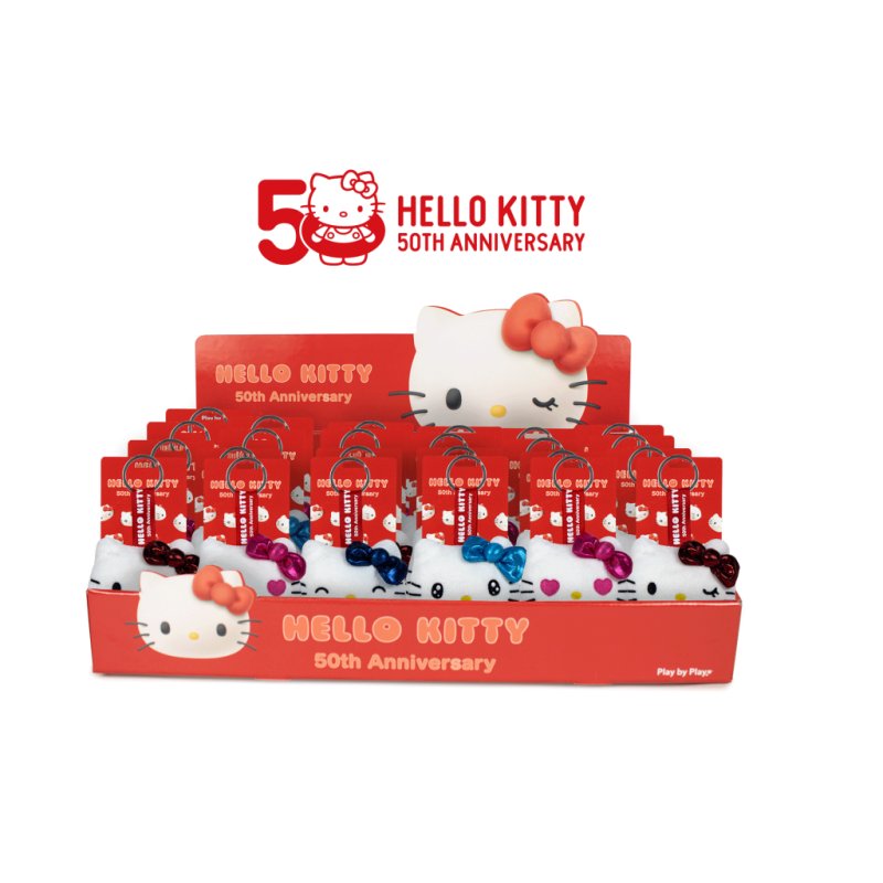 HELLO KITTY - Assortiment de 24 Porte-Clés Peluches - 4 modèles - 7cm