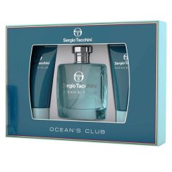 Set Sergio Tacchini Ocean Club, Barbati, Eau de Toilette, 100ml Gel de Dus, 100ml After Shave Balm, 100ml