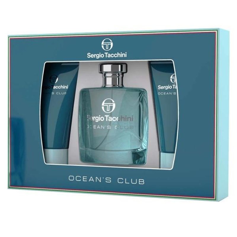 Set Sergio Tacchini Ocean Club, Barbati, Eau de Toilette, 100ml Gel de Dus, 100ml After Shave Balm, 100ml