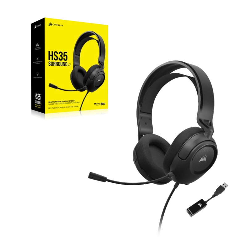Corsair HS35 SURROUND v2 Casque Avec fil Arceau Jouer Noir