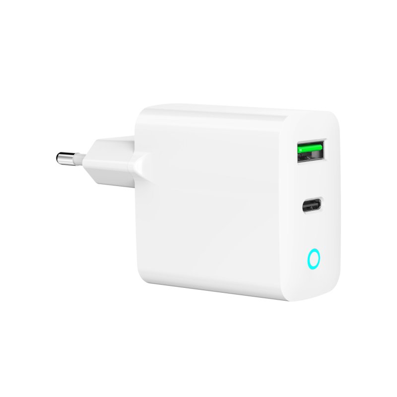 Chargeur secteur Gembird - 1x USB-C 1x USB-A 18W (Blanc)