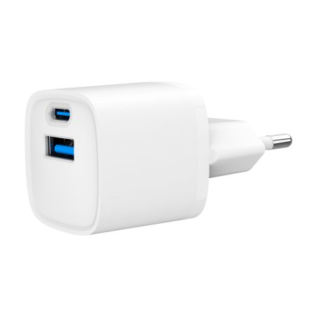 Chargeur secteur Gembird Mini - 1x USB-C 1x USB-A 20W (Blanc)